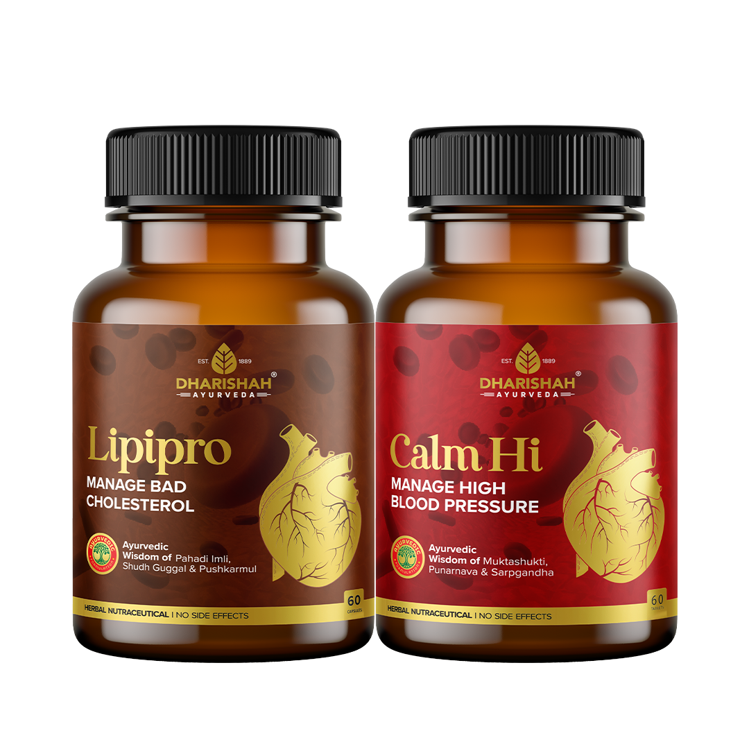Dharishah Ayurveda Lipipro and Calm Hi herbal supplements – manage bad cholesterol and high blood pressure naturally