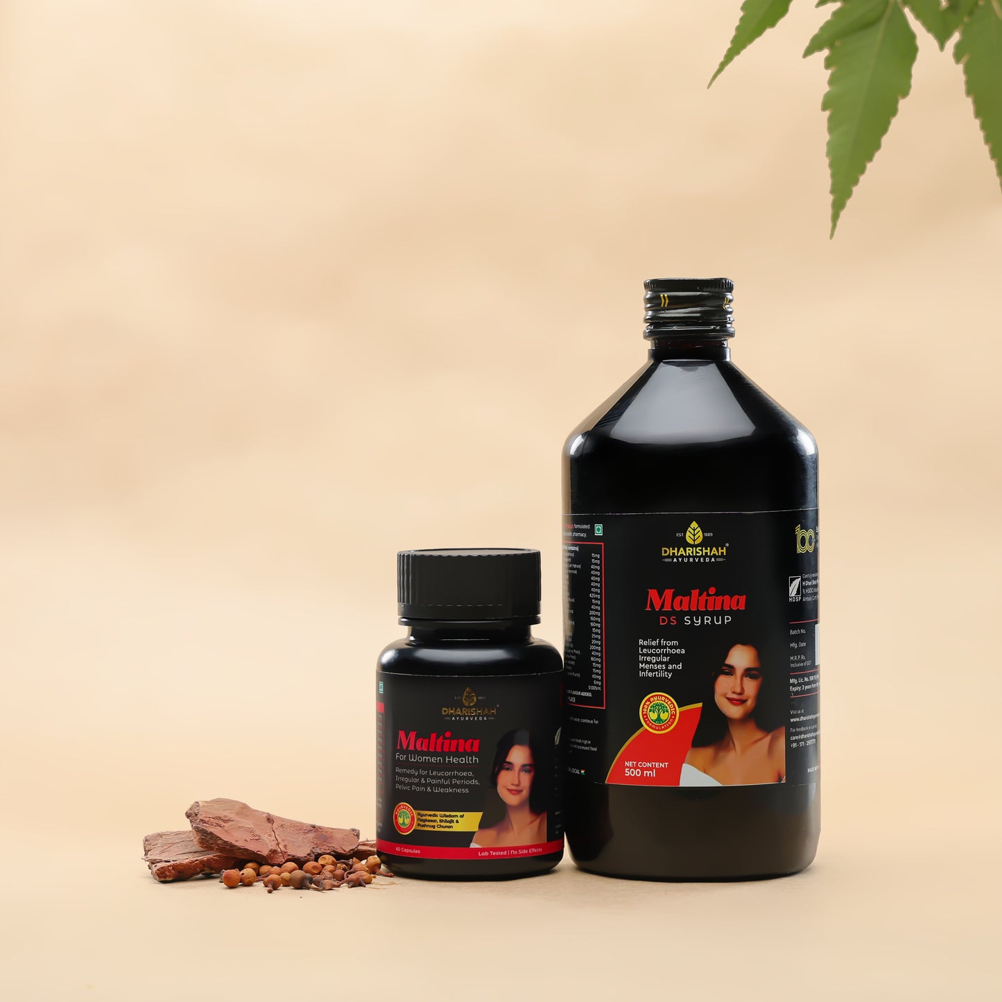 Maltina Ayurvedic tonic and capsules – natural remedy for menstrual health, relief from weakness and pain.