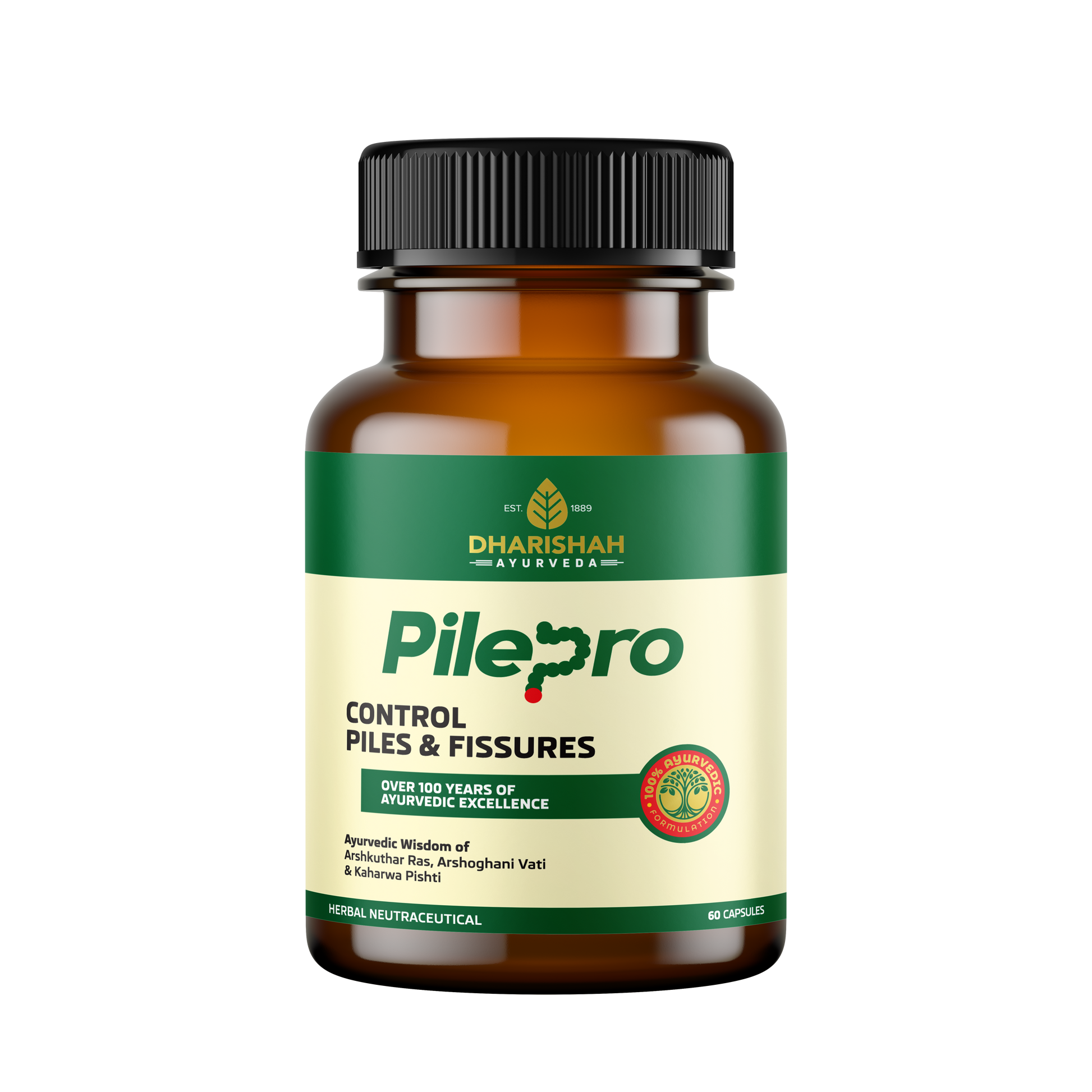 Dharishah Ayurveda Pilepro capsules – Ayurvedic supplement to control piles and fissures naturally