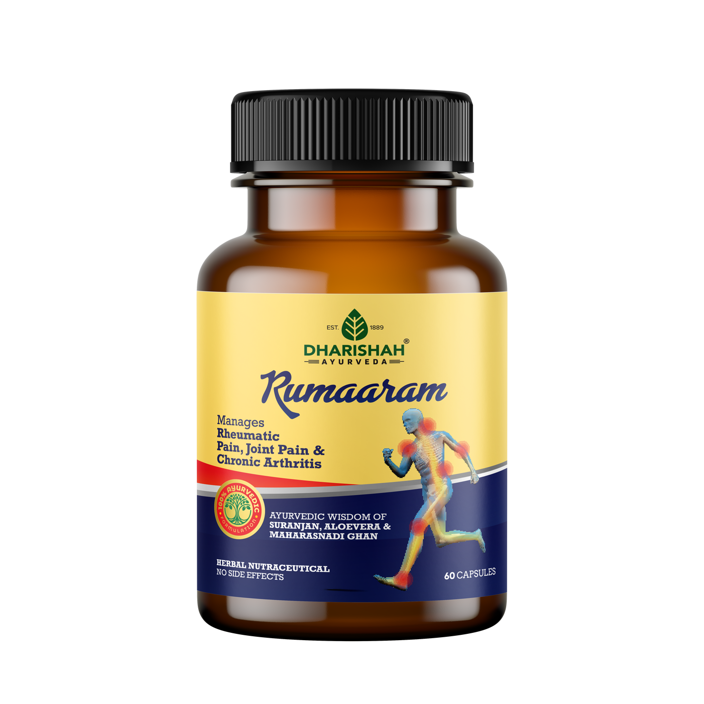 Dharishah Ayurveda Rumaaram capsules – Ayurvedic supplement for rheumatic pain, joint pain, and chronic arthritis