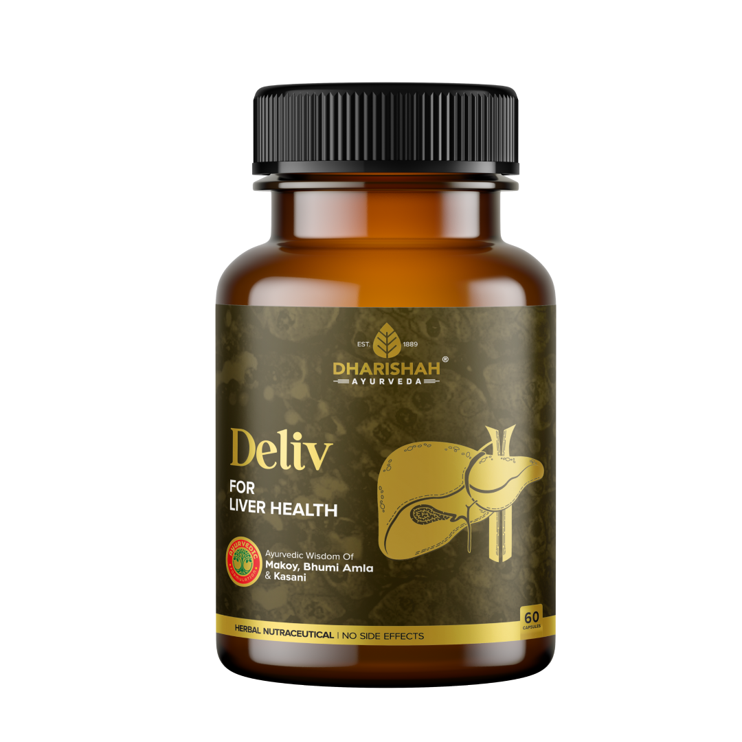 Dharishah Ayurveda Deliv capsules and syrup – herbal supplements for superior liver health and detoxification.