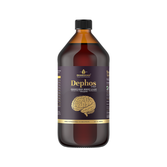 Dephos syrup – natural Ayurvedic remedy for brain health, stress relief, and better sleep.