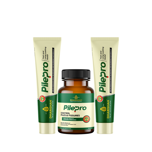 Pilepro herbal treatment kit – natural capsules and ointment for piles relief and fissure management.