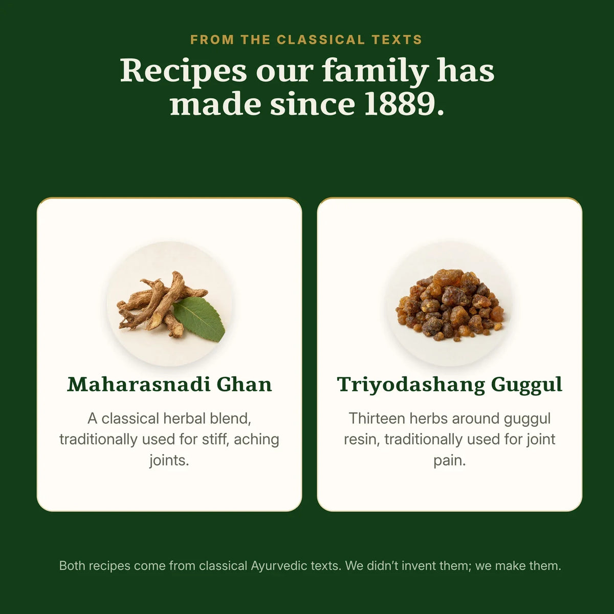 Maharasnadi Ghan and Triyodashang Guggul, the two classical blends in Uria